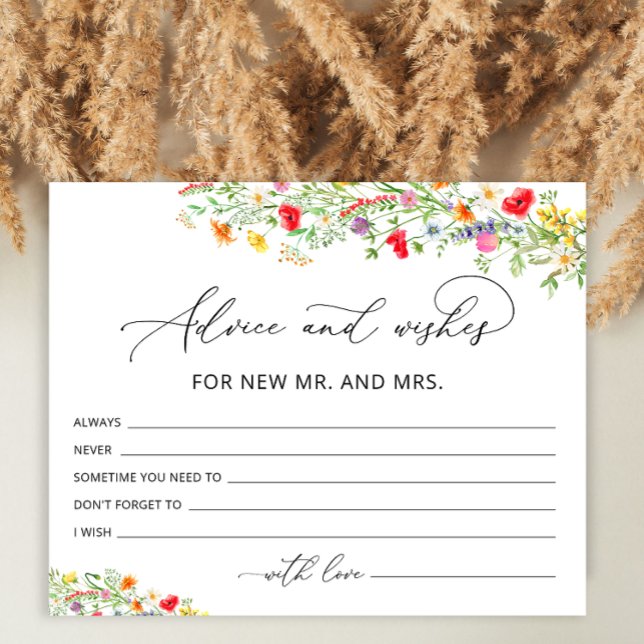 Wildflowers Advice and Wishes Bridal Shower Cards (Creator Uploaded)