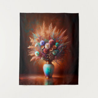 Wildflowers Against Aged-Copper Tapestry