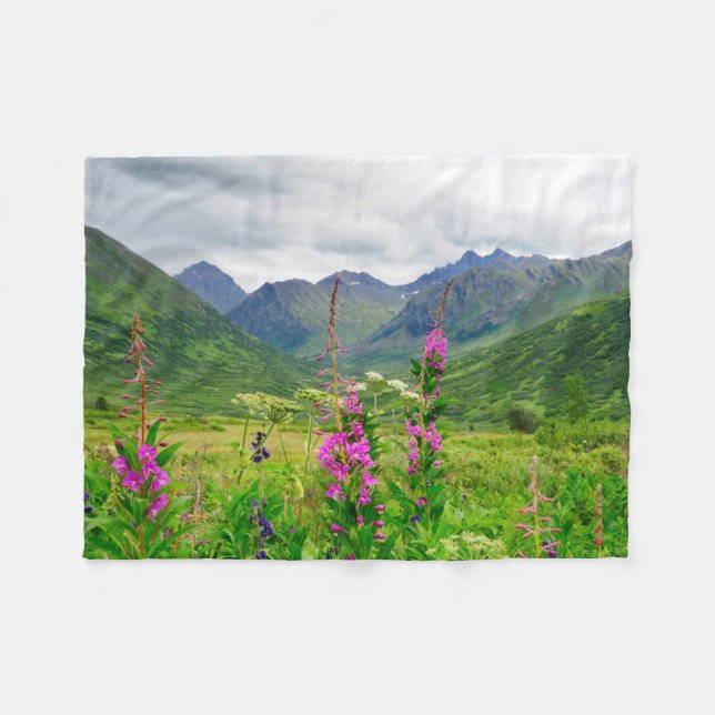 Wildflowers Alaskan Valley Fleece Blanket (Front (Horizontal))