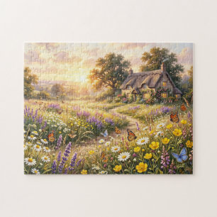 Wildflowers and a Cute Cottage Jigsaw Puzzle