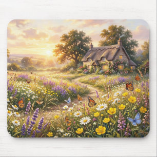 Wildflowers and a Cute Cottage Mouse Pad