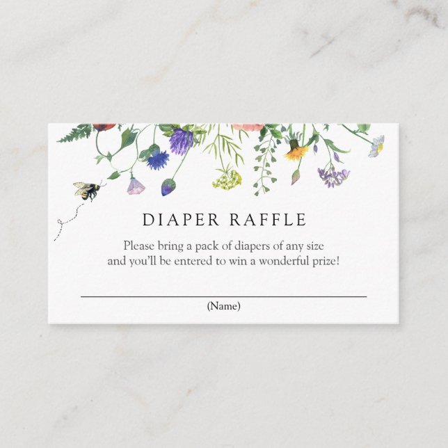Wildflowers and Bee Diaper Raffle Enclosure Card (Front)