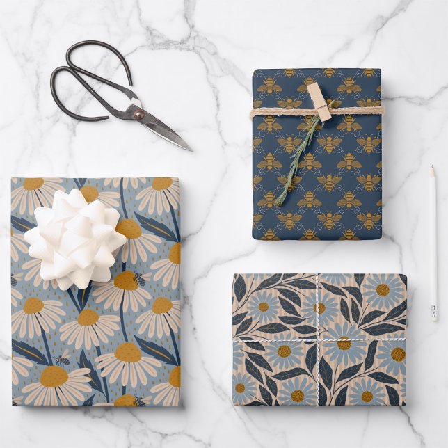 Wildflowers and bees wrapping paper sheet (Creator Uploaded)