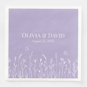 Wildflowers and Butterfiles Wedding Napkins