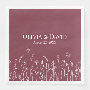 Wildflowers and Butterfiles Wedding Napkins