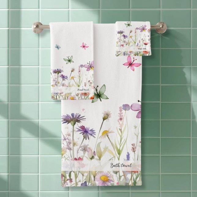 Wildflowers and butterflies  bath towel set (Creator Uploaded)