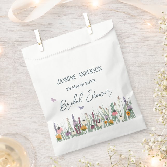 Wildflowers and butterflies bridal shower favour b favour bag (Clipped)