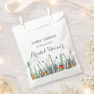 Wildflowers and butterflies bridal shower favour bag