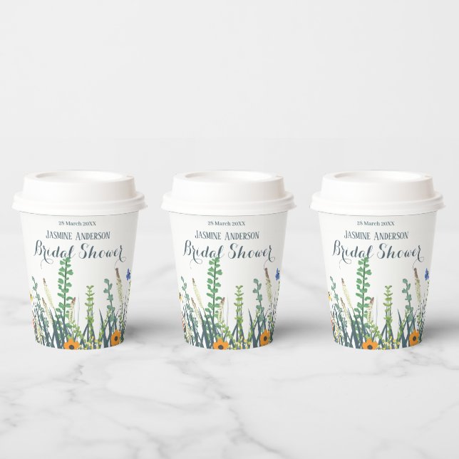 Wildflowers and butterflies bridal shower   paper cups (Multi)