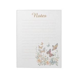 Wildflowers and Butterflies Cottagecore Lined Note