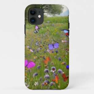 Wildflowers and Butterflies in the Country iPhone 11 Case