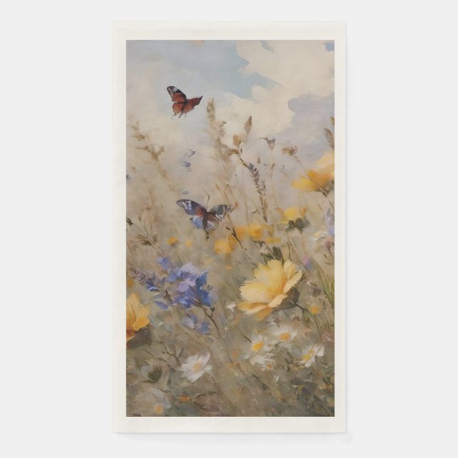 Wildflowers and Butterflies Paper Napkin (Front)