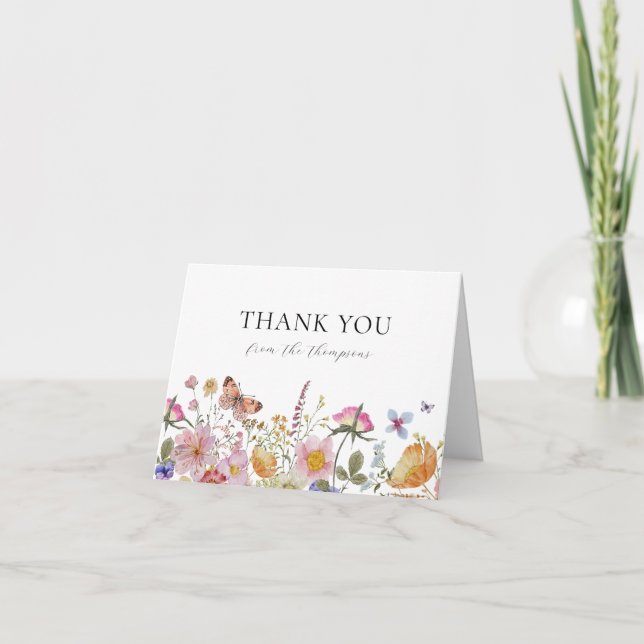 Wildflowers and Butterflies Shower Thank You Card (Front)