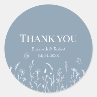 Wildflowers and Butterflies Thank You Sticker