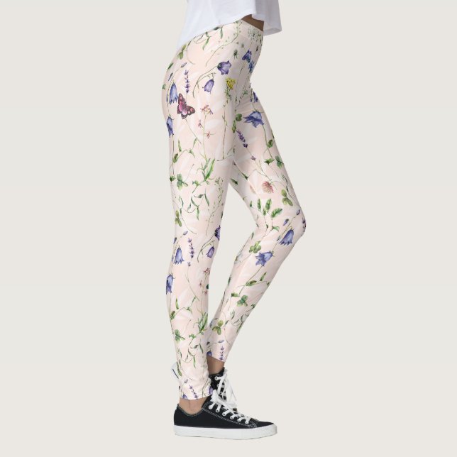Wildflowers and Butterflies Watercolor Pattern Leggings (Right)