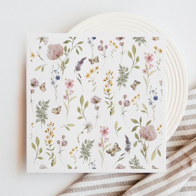 Wildflowers And Butterfly Watercolor   Napkin (Creator Uploaded)