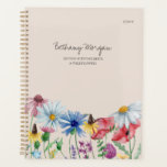 Wildflowers and Editable Quote Personalised Planner<br><div class="desc">Pretty Wildflowers planner, undated and ready to personalise with your name and the year. You can also edit the quote (or delete if no text required) which currently reads "Do you suppose she's a wildflower?". Trendy watercolor border of wild flowers including poppy, daisy, coneflower, clover and cornflower. Girly and feminine...</div>