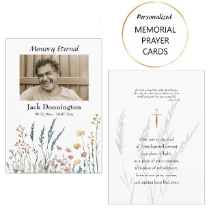 Wildflowers and Grass Orthodox Funeral Prayer Card