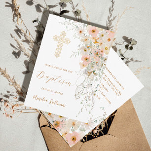 Wildflowers and Greenery Baptism Invitation