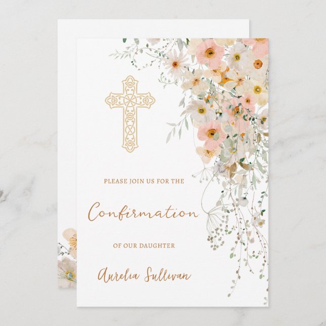 Wildflowers and Greenery Confirmation Invitation (Front/Back)