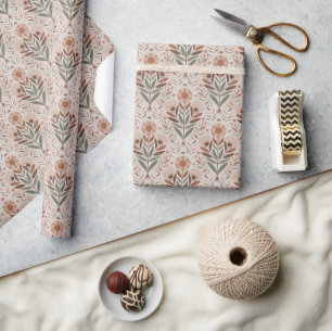 Wildflowers And Leaves Seamless Pattern Wrapping Paper
