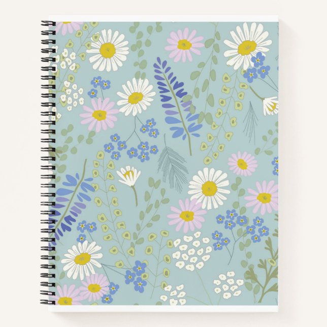 Wildflowers and Plaid Spiral Notebook (Front)