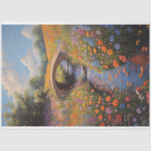 Wildflowers and Stone Bridge Fine Art Decoupage Tissue Paper