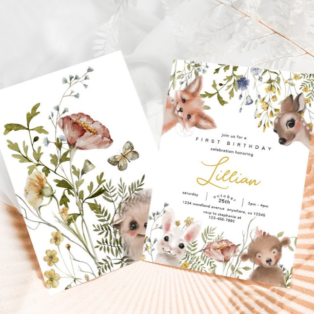 Wildflowers and Woodland Animals Birthday Invitation (Creator Uploaded)