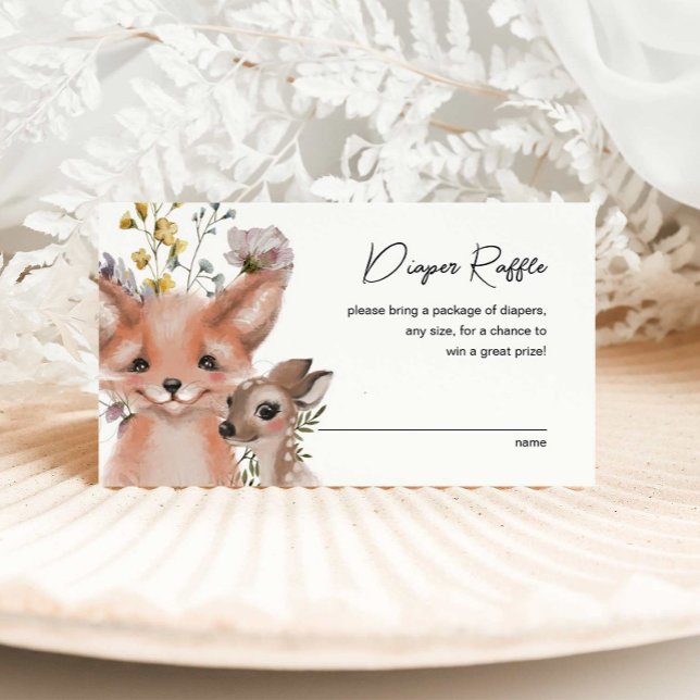Wildflowers and Woodland Animals Diaper Raffle Enclosure Card (Creator Uploaded)