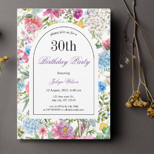 Wildflowers Arch Frame 30th Birthday Invitation