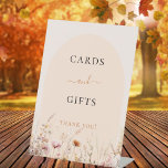 Wildflowers arch peach cards gifts sign<br><div class="desc">A cream,  beige coloured background and a peach coloured arch. Decorated with watercolored wildflowers in beige,  pink. With the text: Cards and gifts. Thank you!</div>