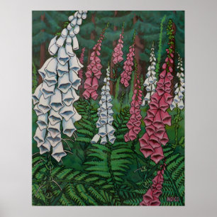 Wildflowers Art Print Foxglove Flowers Painting