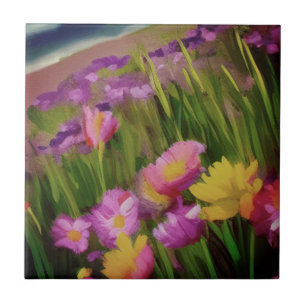 Wildflowers At Dusk Ceramic Tile