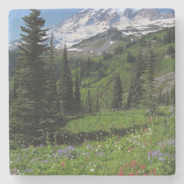 Wildflowers at Mount Rainier Stone Coaster (Front)