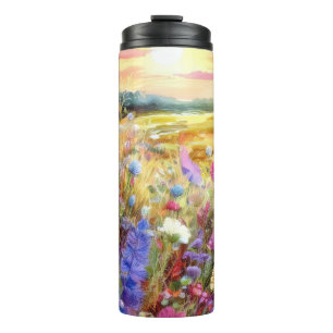 Wildflowers at Sunset in Watercolor Thermal Tumbler