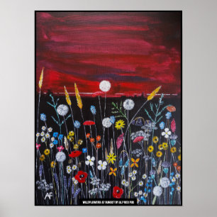 Wildflowers at Sunset Painting by Alfred Fox Poster