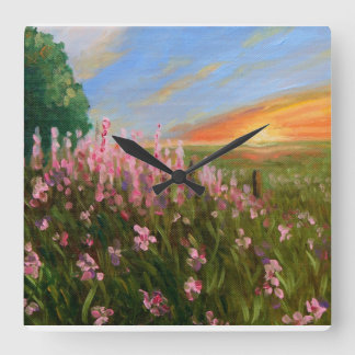 "Wildflowers at twilight" fine art clock