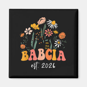 Wildflowers Babcia Est 2026 New Baby Reveal Ideas Magnet