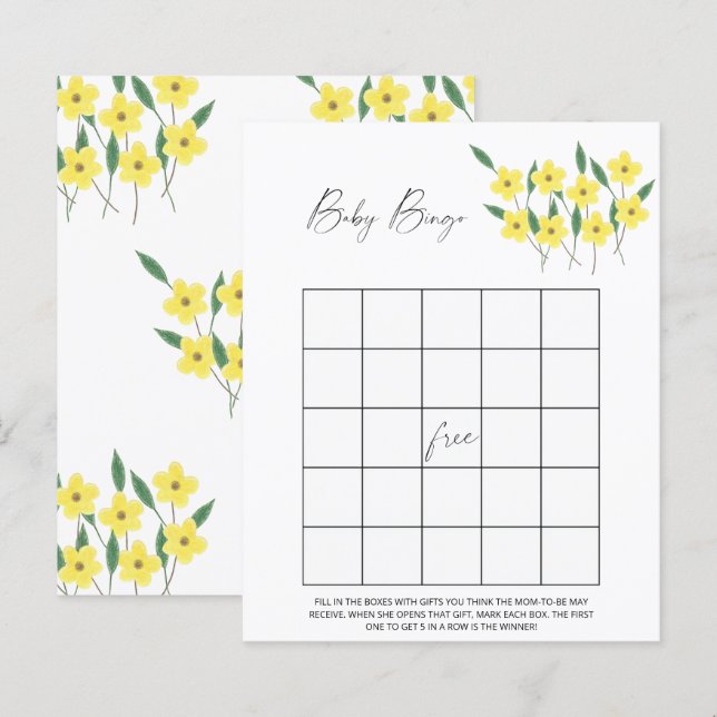 Wildflowers Baby Bingo game (Front/Back)