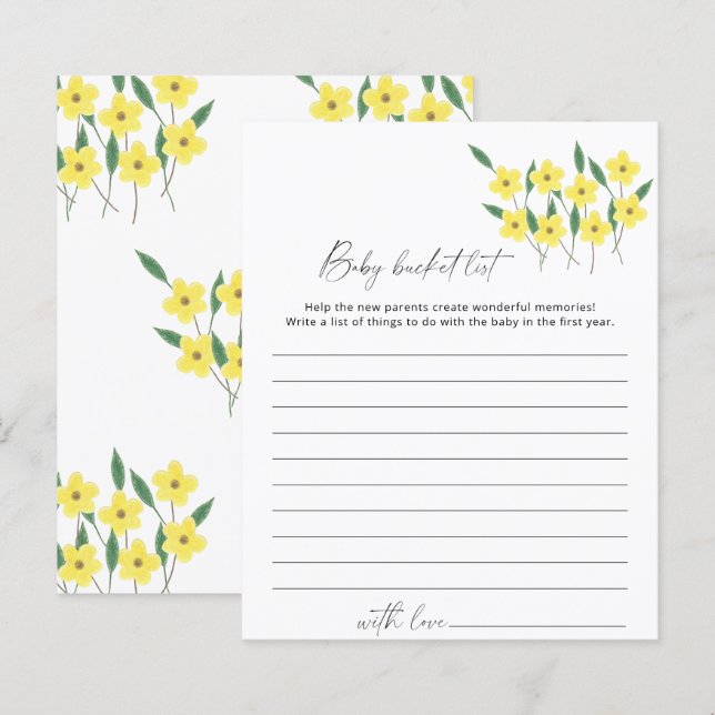 Wildflowers Baby bucket list game (Front/Back)
