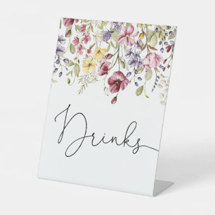 Wildflowers Baby In Bloom Baby Shower Drinks  Pedestal Sign