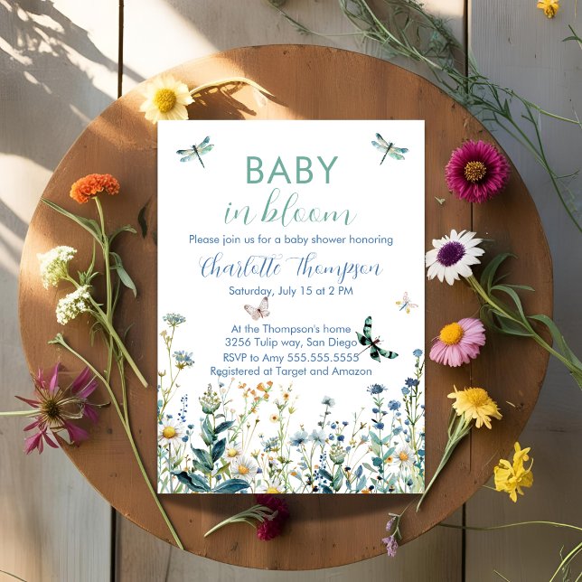 Wildflowers baby in bloom baby shower  invitation (Creator Uploaded)