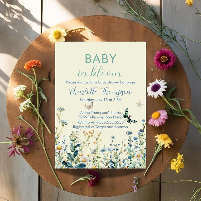 Wildflowers baby in bloom baby shower  invitation (Creator Uploaded)