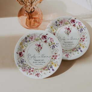 Wildflowers Baby In Bloom Baby Shower  Paper Plate
