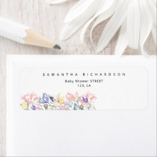 Wildflowers - Baby in bloom baby shower Return Address Label