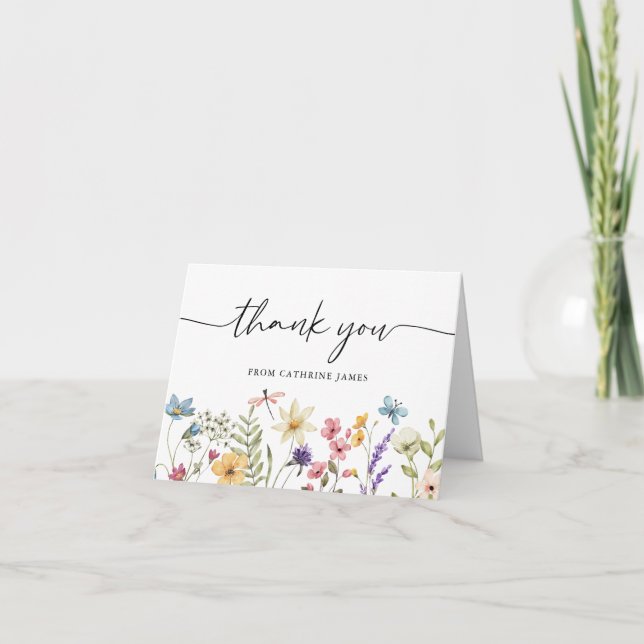 Wildflowers Baby in Bloom Floral Baby Shower Thank You Card (Front)