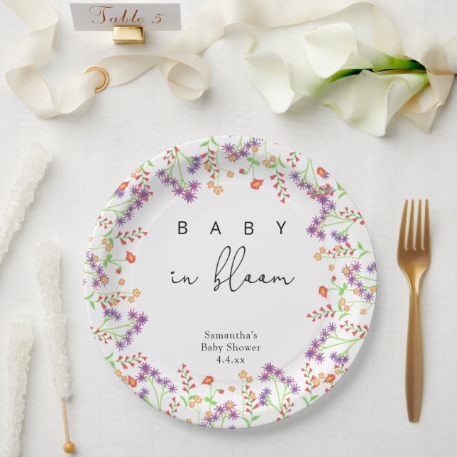 Wildflowers - Baby in bloom Paper Plate (Wedding)
