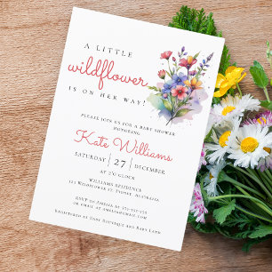 Wildflowers Baby in bloom watercolor floral Invitation