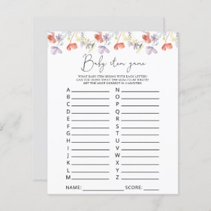 Wildflowers Baby Item Game. Baby Shower Game