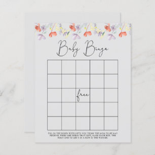 Wildflowers Baby shower bingo game